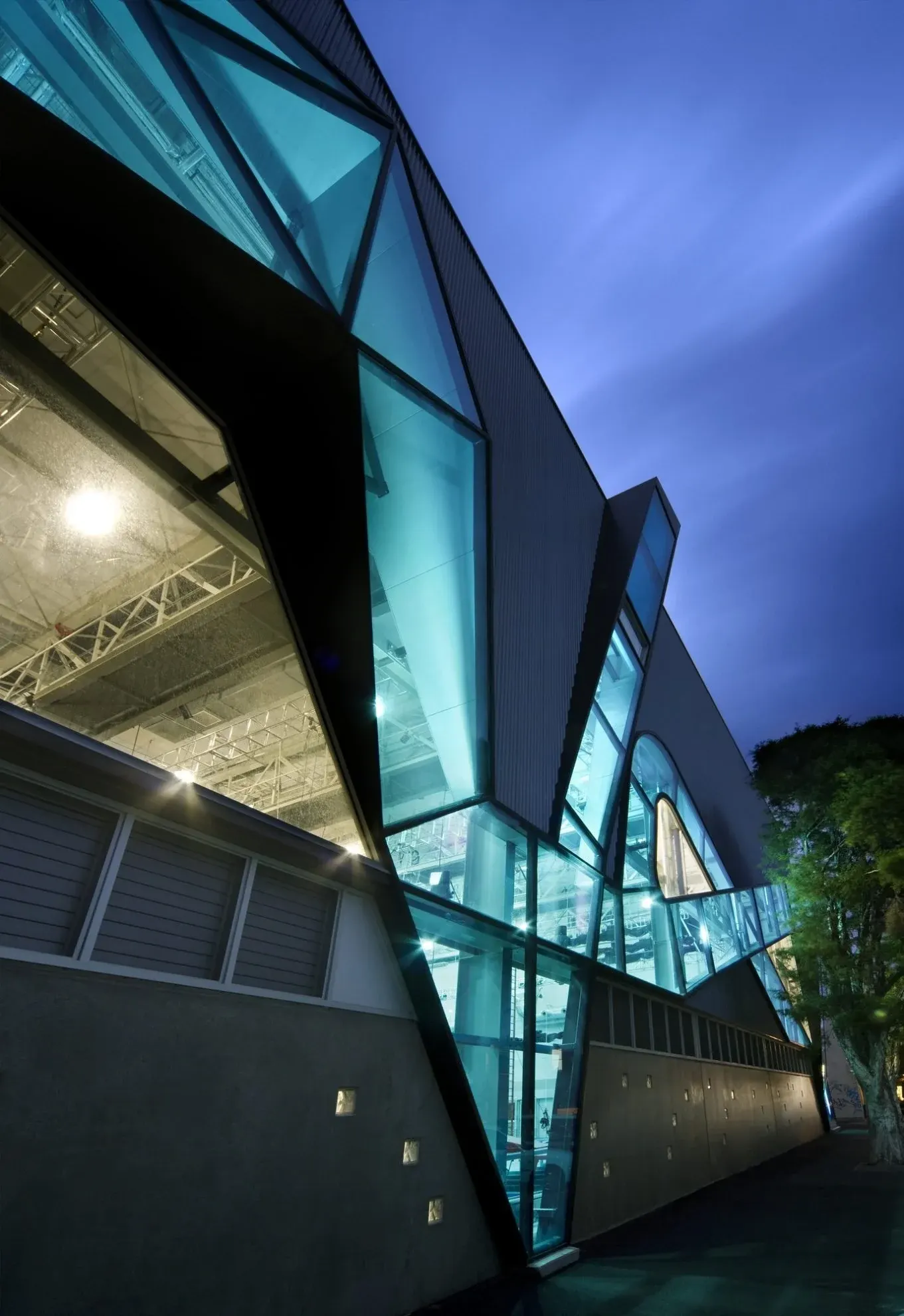 NICA building at dusk