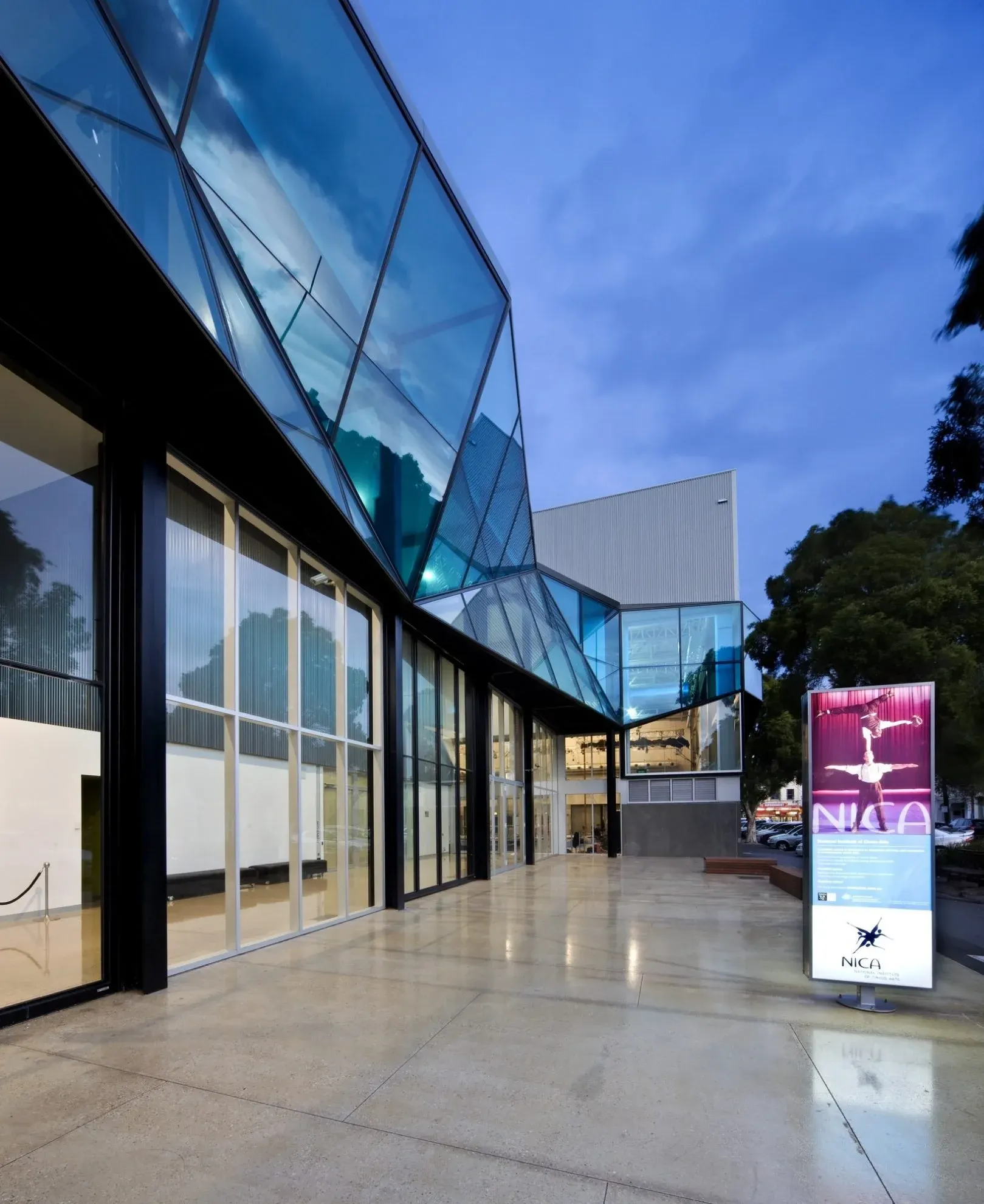 National Institute of Circus Arts at dusk